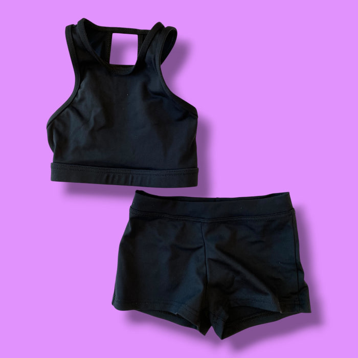 Black Capezio 2 piece set, 7-8Y
