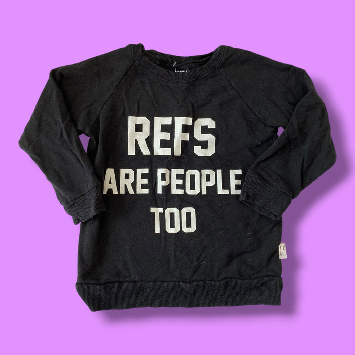 black portage & main refs are people sweater, 3/4Y