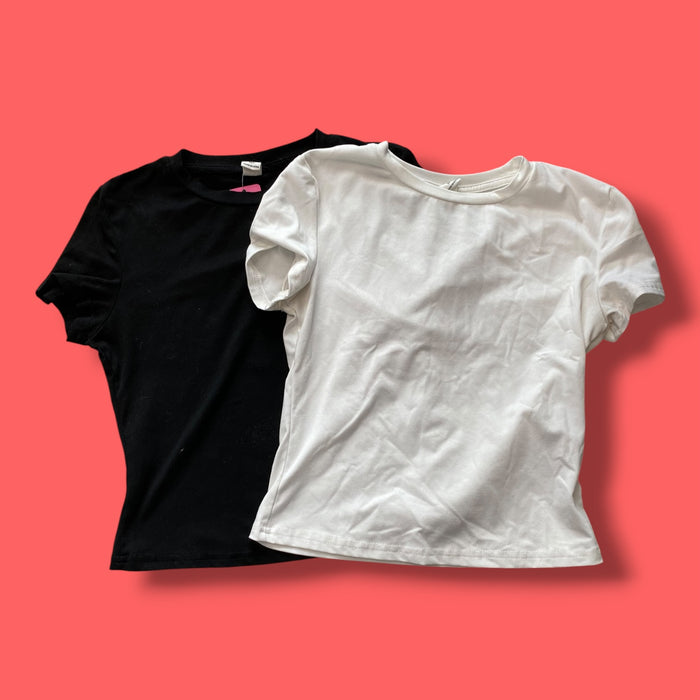 black/white Shein set of 2 tees, 10Y