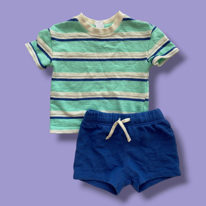 blue old navy 2 piece set, 6-12m