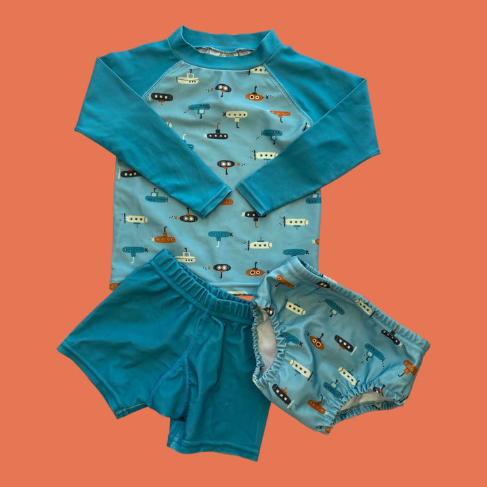 blue perlim pinpin 3 piece swim, 18-24m