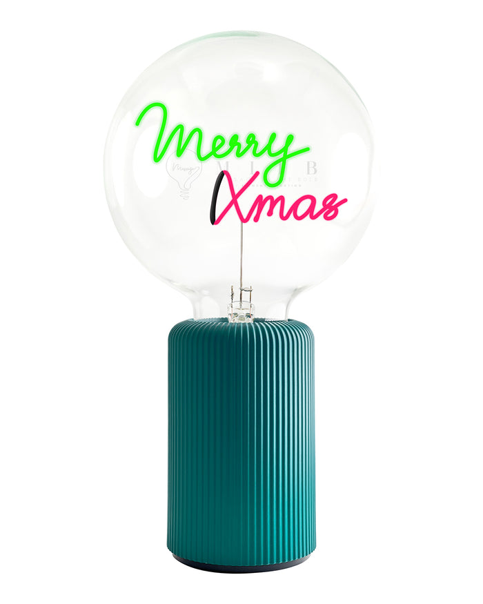 Bulb MERRY XMAS Green/ Red with Base Table Lamp PORTABLE Pop Nomad Pink