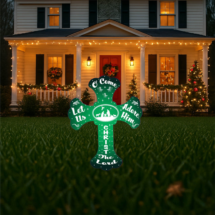 Green Small Cross with White Graphics