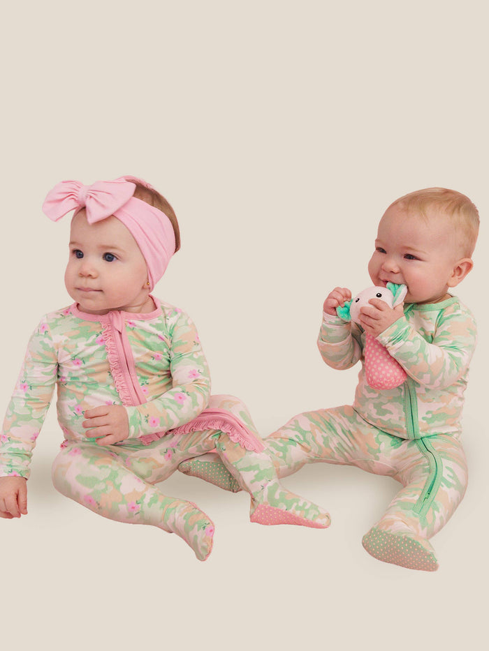 Cotton Modal Sage Trail Camo Footie Sleeper