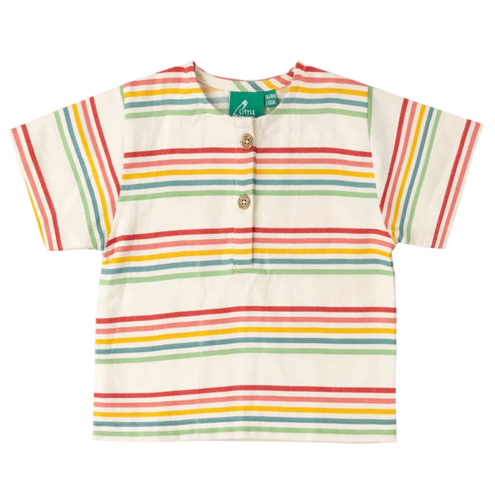 Cream Rainbow Loose Fit SS Henley Top