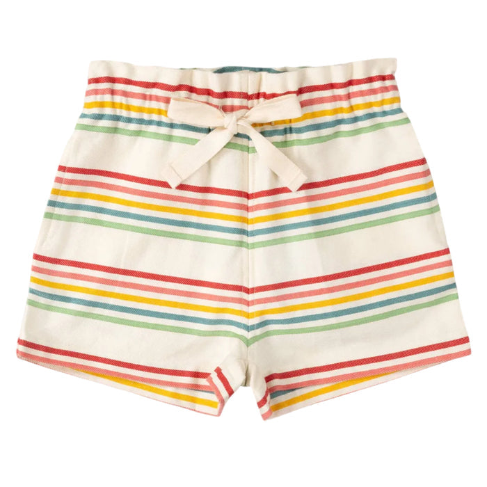 Cream Rainbow Striped By The Sea Twill Shorts