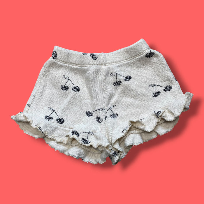 cream Zara knit cherry shorts, 2-3Y