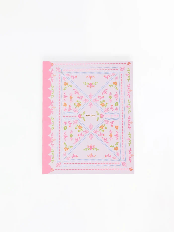 Floral Stitch Scalloped Notes Notebook