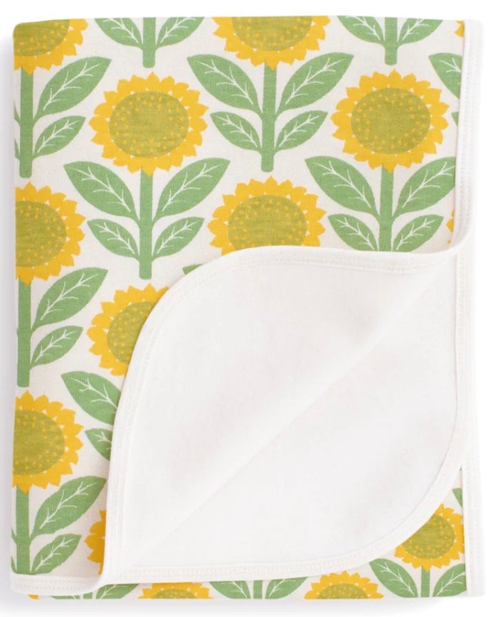 French Terry Blanket - Sunflowers Green