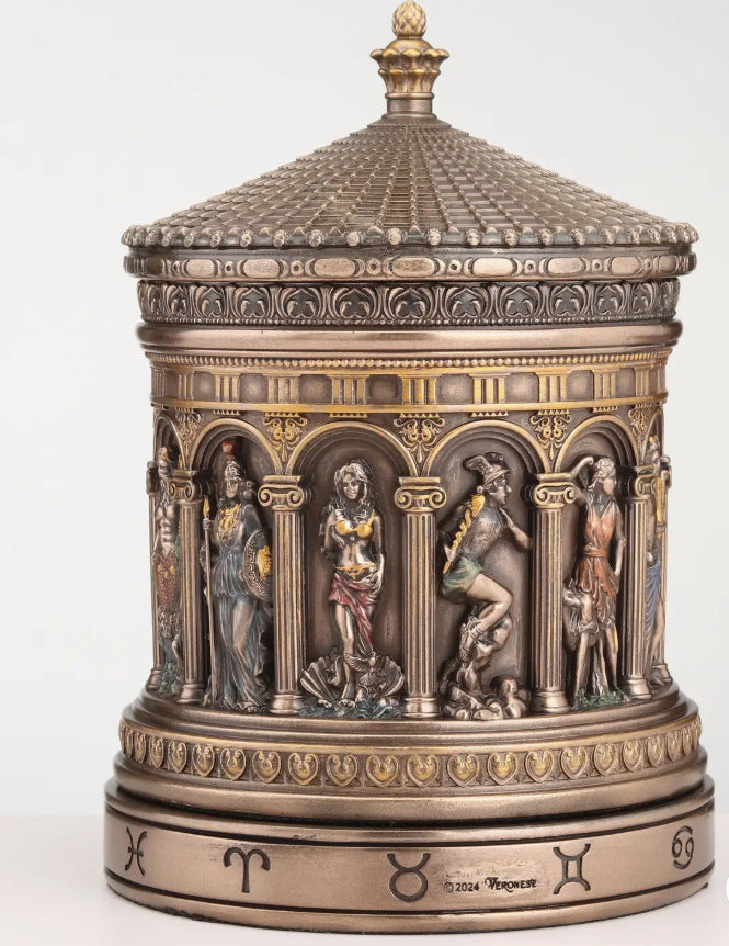 Greek Zodiac Rotunda Rotating Trinket Box