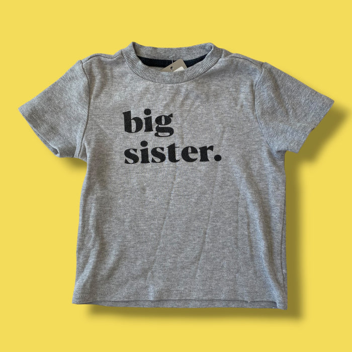 grey the littlest big sister shirt, 18m
