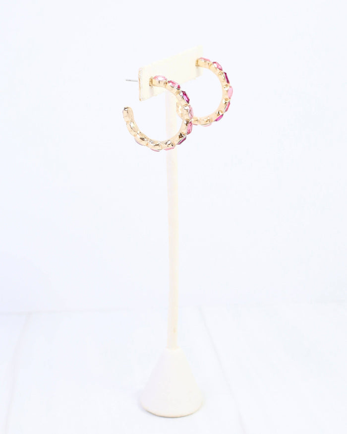 Karter Jeweled Hoop Earring in Pink Multi