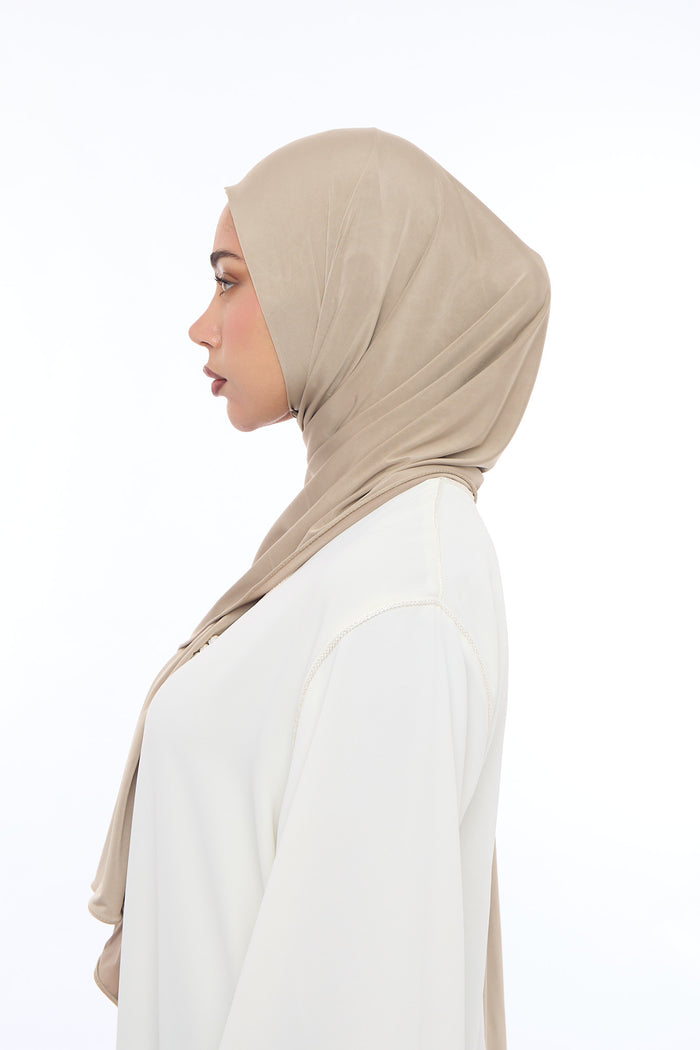Liquid Jersey Hijab Min - Mocha Taupe