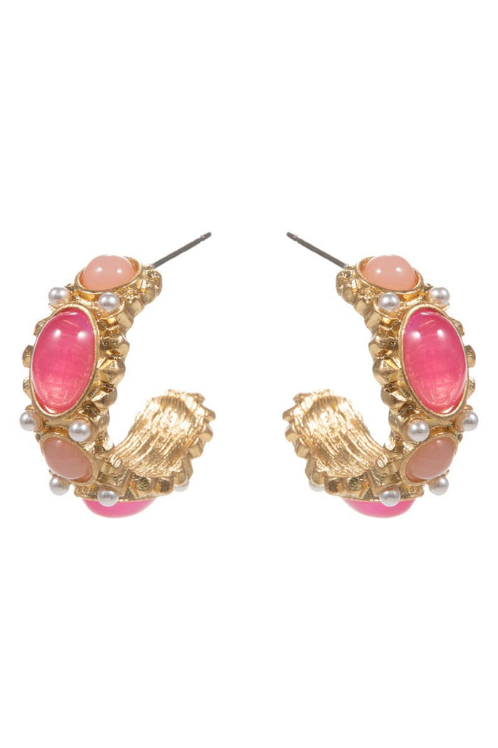 MB - Tatum Pink/Gold Hoop Earrings