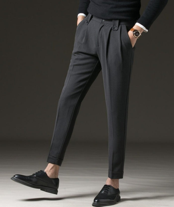 Antonios Casual Carrot-Fit Pants - AntoniosClothing - Dark Grey