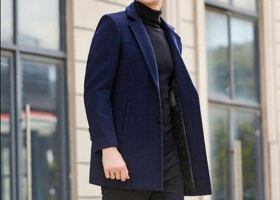 Antonios Casual Design Coat Men - AntoniosClothing - Navy Blue