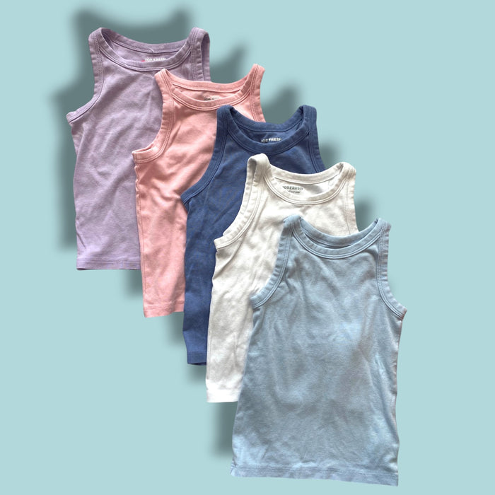 multi Joe Fresh pastel set (5) of tanks, 4Y