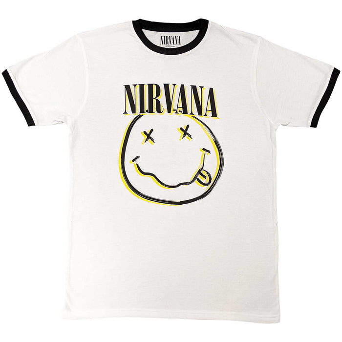 Nirvana Unisex Ringer T-Shirt - Double Happy Face Rock Off