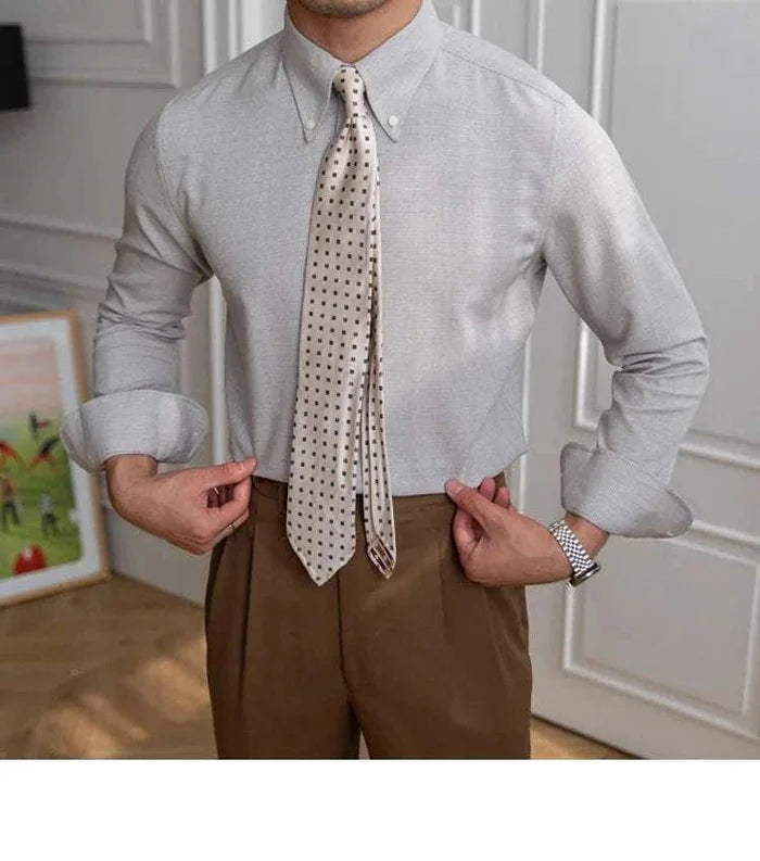 Office casual long-sleeve shirt - AntoniosClothing - Khaki