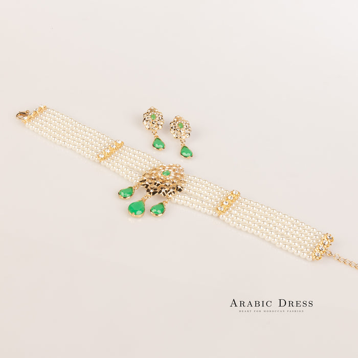 pearl green Necklace set Yuomi