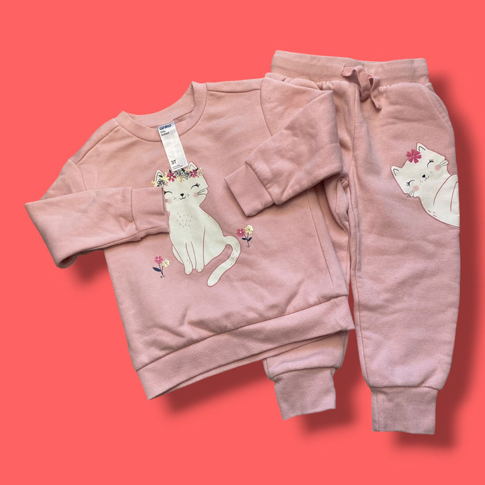 Pink Anko kitty joggers set, 3Y