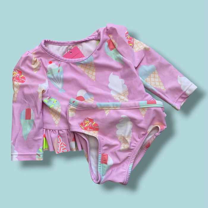 pink Gap ice cream two piece swim, 0-6m