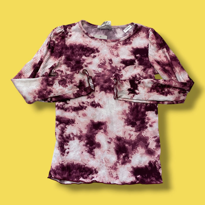 pink ribbed tie dye long, 4Y
