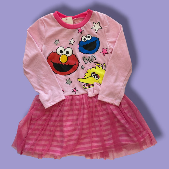 pink sesame street dress, 2y