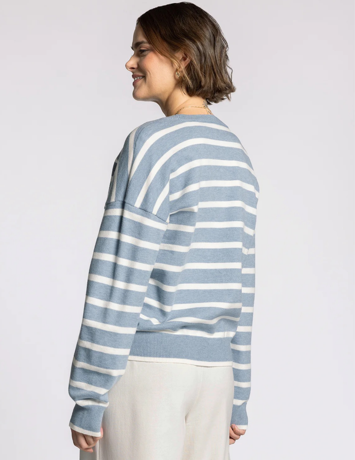Preston Sweater- Dusty Blue Ivory