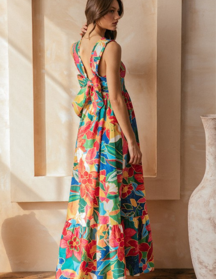 Printed Ruffle Tiered Maxi Dress
