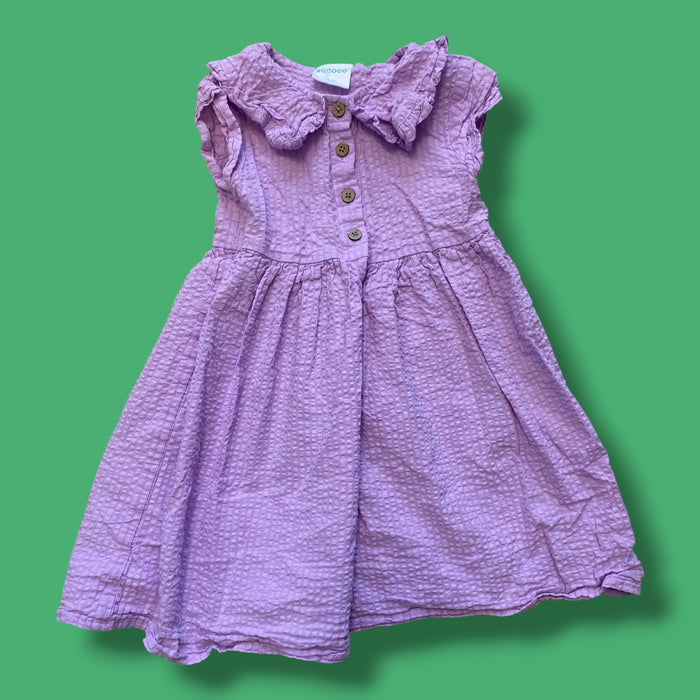 purple rococo button dress, 3/4y