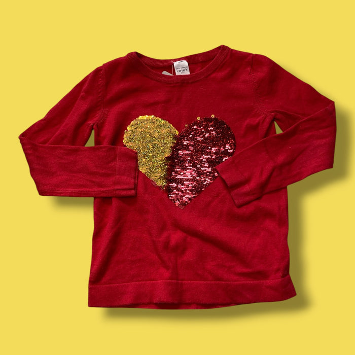 Red Carters heart knit sweater, 5y