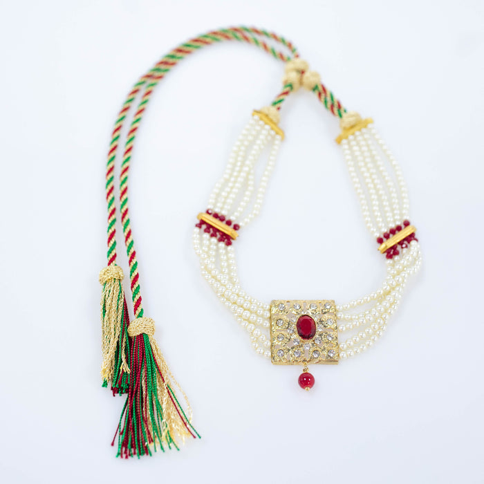 RED WHITE PEARL NECKLACE LIA