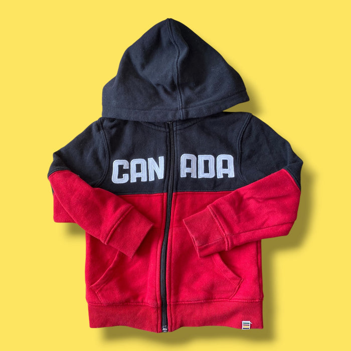 Red/Black HBC canada zip up, 3-4Y