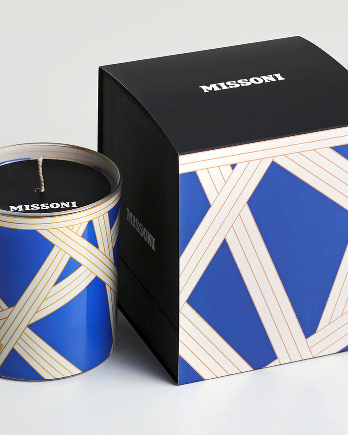 Scented Candle NASTRI 220gr Bicolore 2 Blue diam. 3.3", H 3.5"