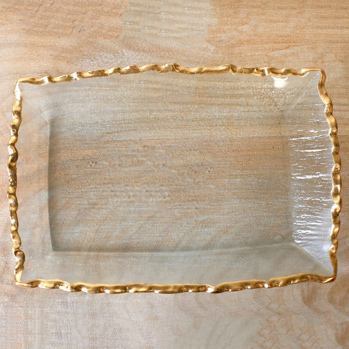 Seward Rectangle Serving Tray Clear/Gold