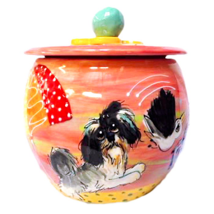 photo of treat jar customized with Shih Tzu portrayal by debby carman