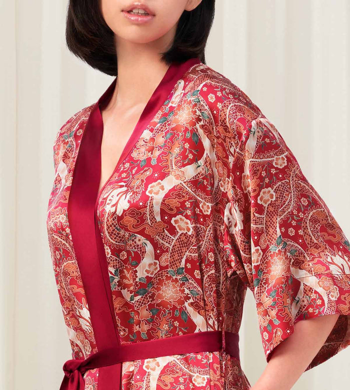 Silk Robe - RED - DARK COMBINATION