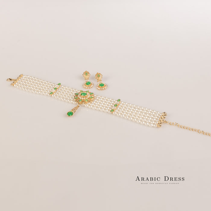Sisi pearl green necklace set