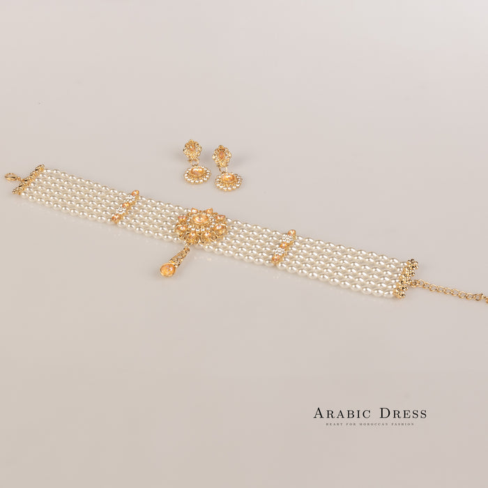 Sisi pearl salmon necklace set