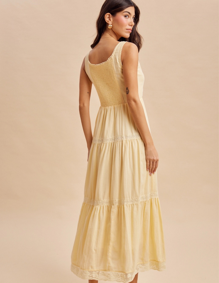 Spring Cotton Maxi Dress- Lemon