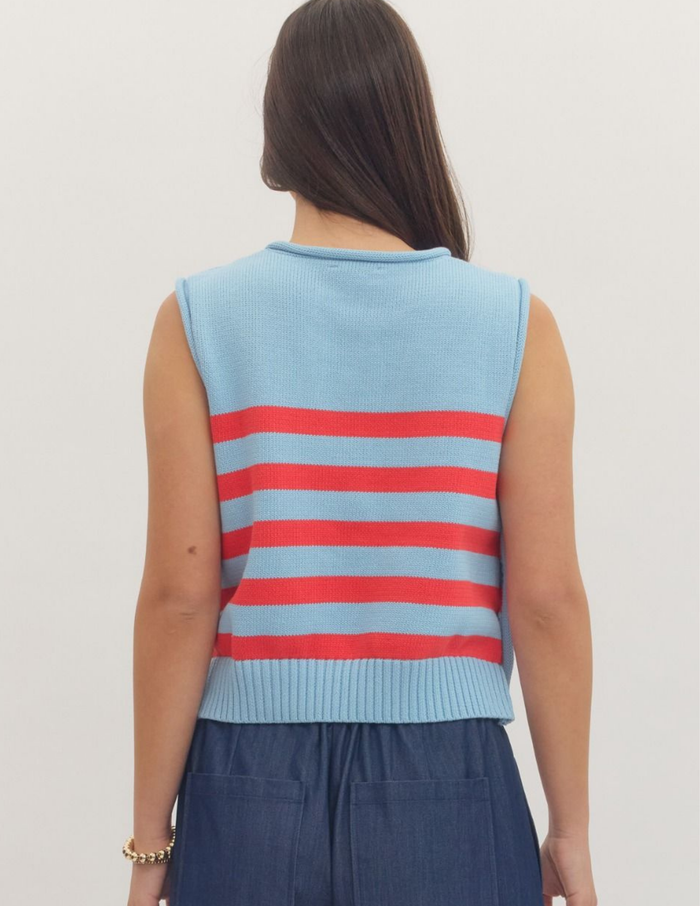 Striped Sleeveless Knit Top