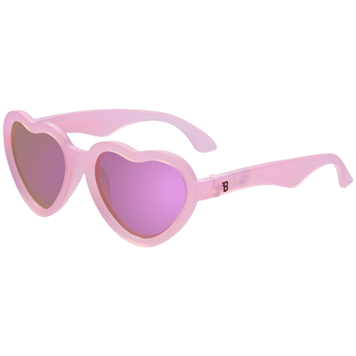 Sunglasses - Frosted Pink Heart | Purple Polarized Mirrored Lenses
