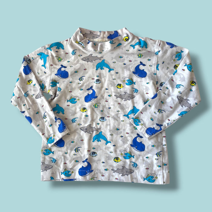 white handmade underwater long sleeve, 3/4Y