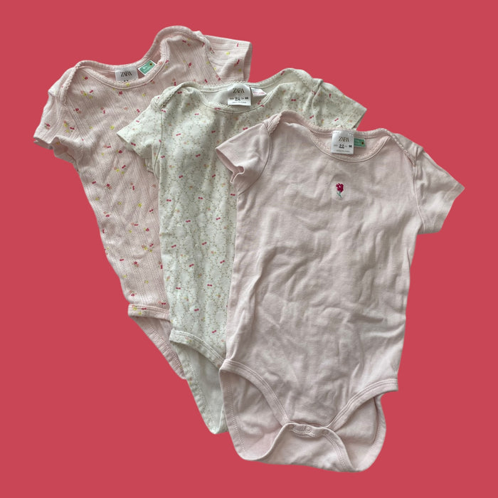 White Zara set of 3 bodysuits, 2-3Y