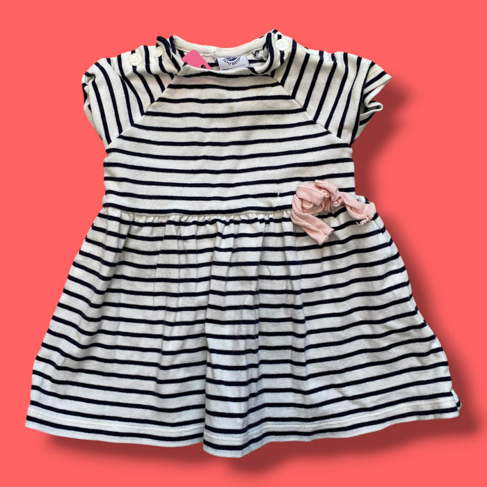 white/blue Petit Bateau striped dress, 6m