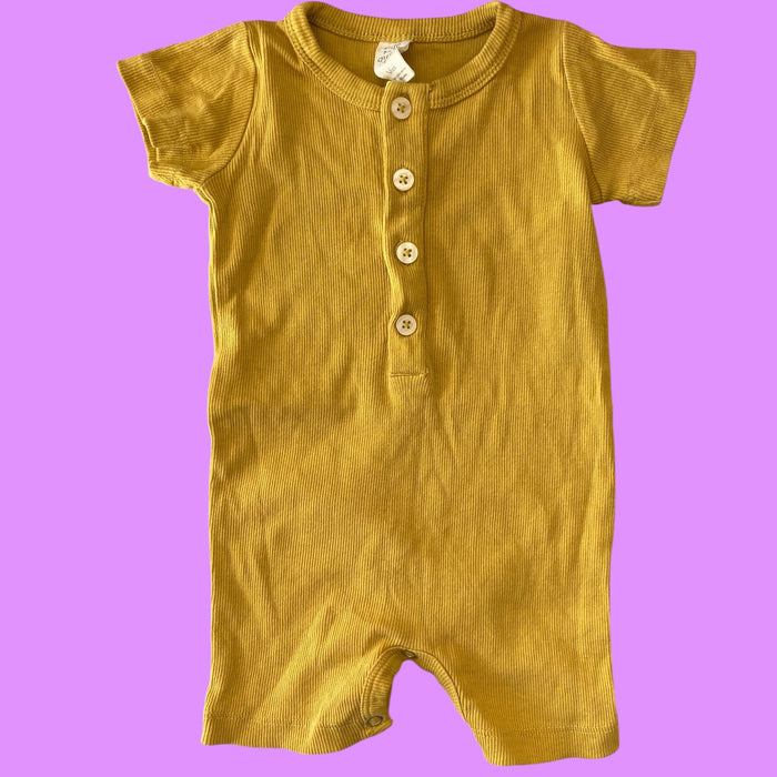 yellow Kate Quinn ribbbed romper, 3-6m