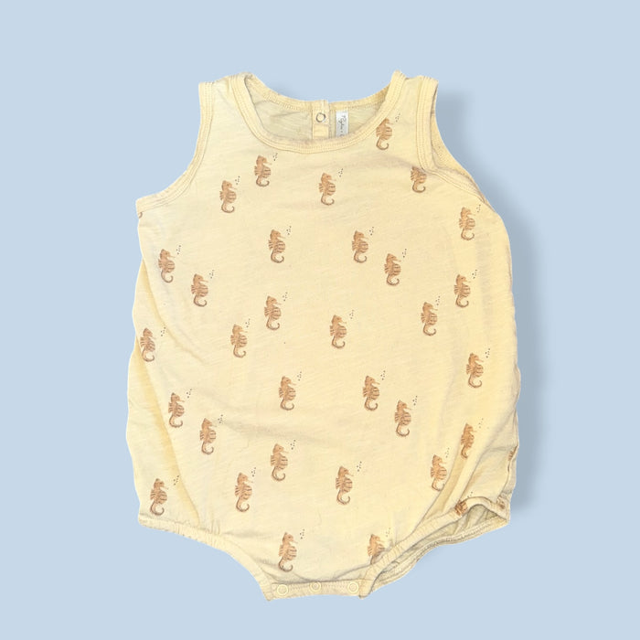 yellow rylee&cru seahorse romper, 12-18m