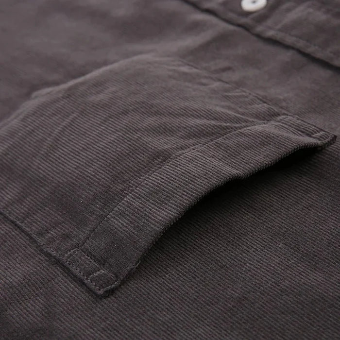 100% Cotton corduroy casual shirt with pocket - AntoniosClothing - Red