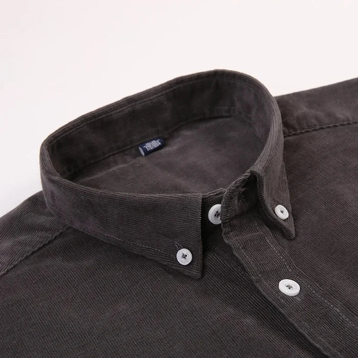 100% Cotton corduroy casual shirt with pocket - AntoniosClothing - Red